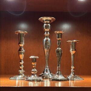 Elegant Silver Candle Holder Set
